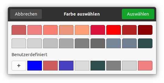 Color Chooser Dialog with a custom color and gray palette