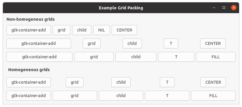 Packing using GtkGrid