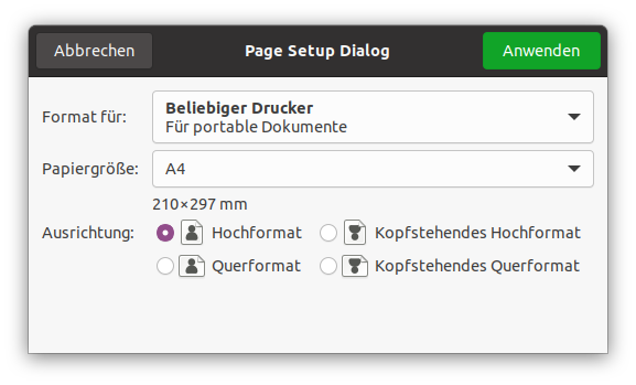 Page Setup Dialog