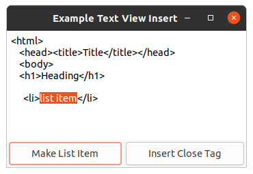 Inserting text in the Text View
